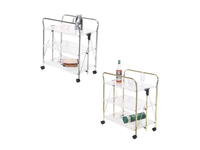 carrello in acrilico con telaio con maniglia