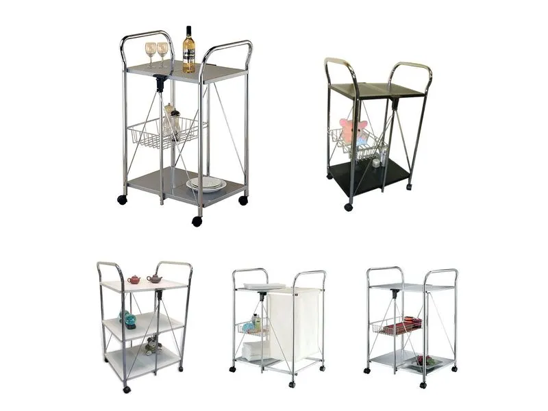 carrello da cucina pieghevole con telaio con maniglia