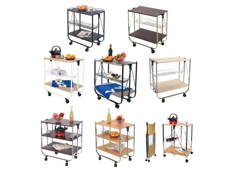 carrello da cucina pieghevole con asse in legno