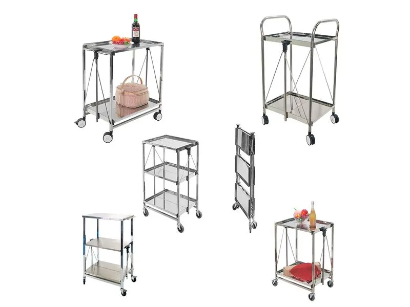 Carrello pieghevole in acciaio inox con ruote