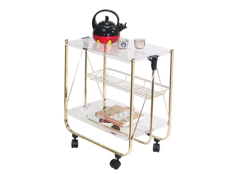 Carro plegable de 2 niveles con tablero acrílico