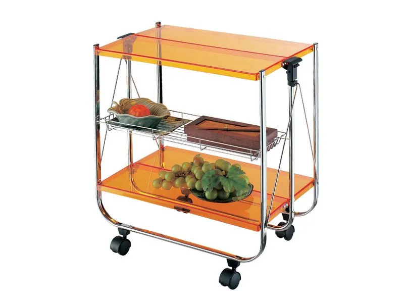 Carro plegable de 2 niveles con tablero acrílico