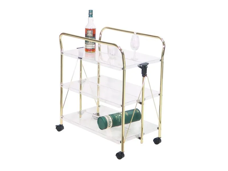 Acrylic board 3 tier foldable trolley with handle frame