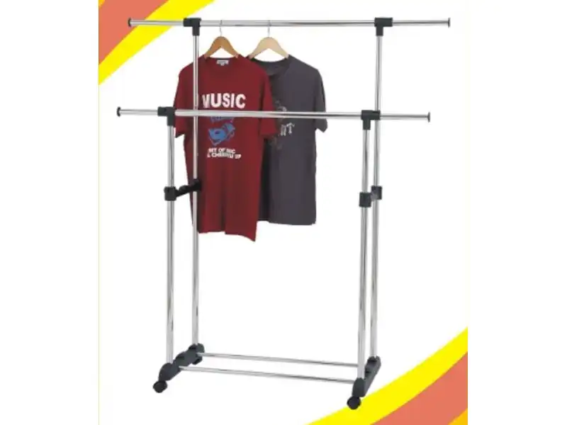 Mountain Shape Base Double Bar Clothes Rack