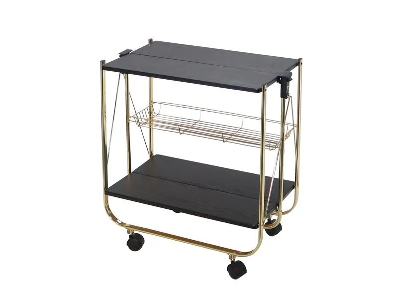 Wooden board 2 tier foldable trolley