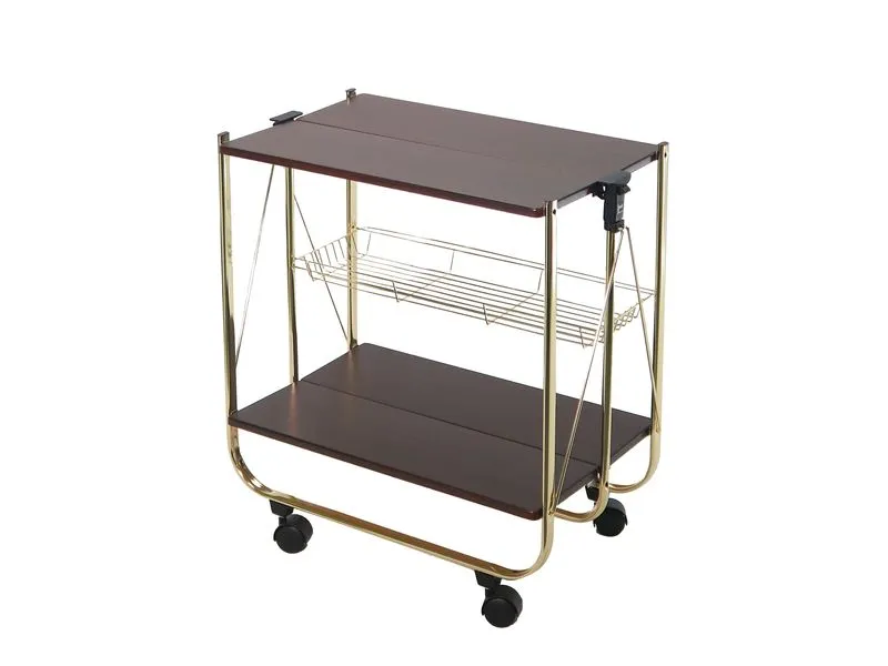 Wooden board 2 tier foldable trolley