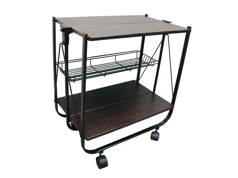 Wooden board 2 tier foldable trolley