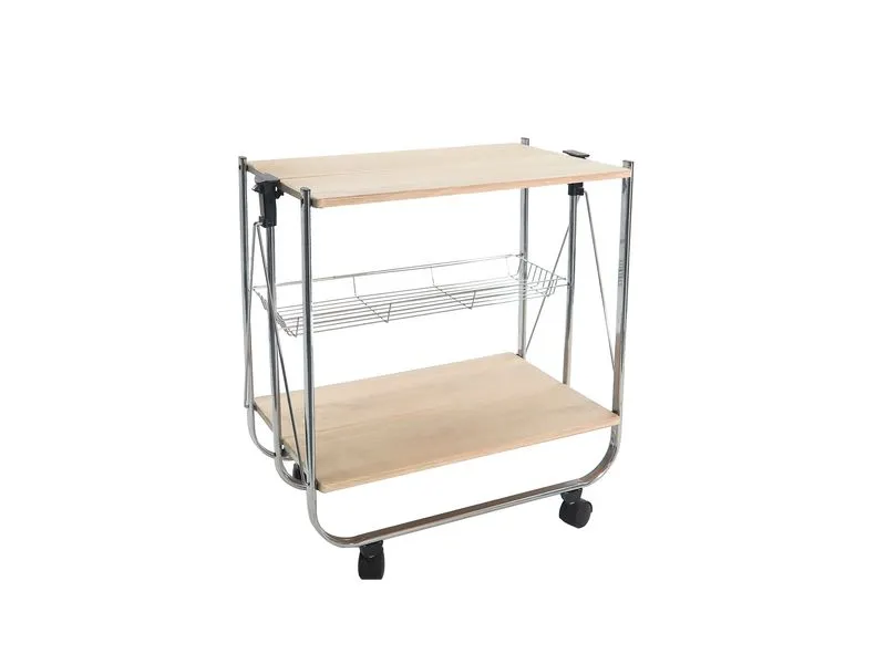 Wooden board 2 tier foldable trolley
