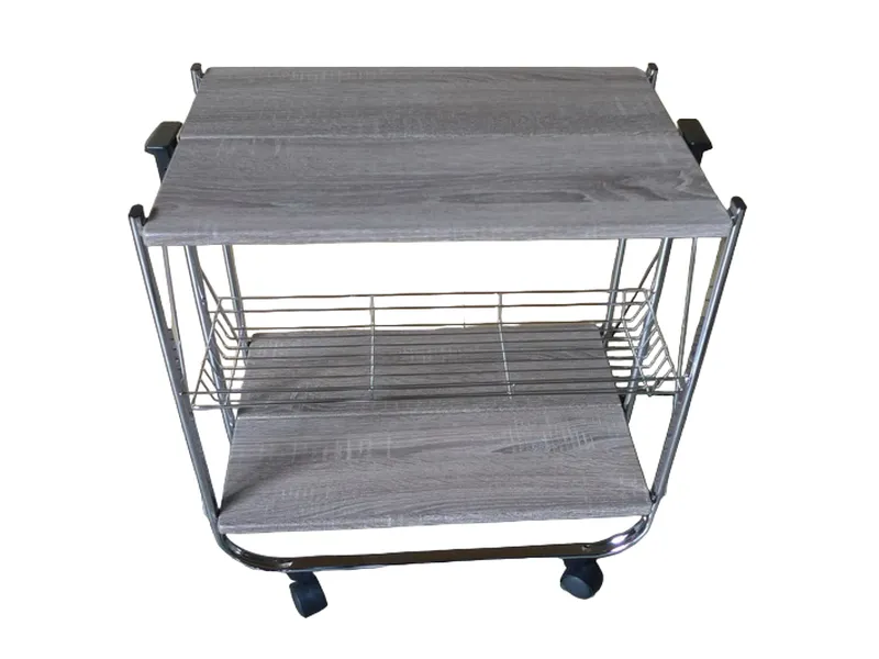 Wooden board 2 tier foldable trolley