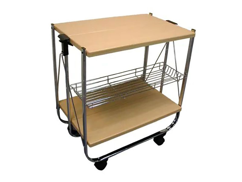 Wooden board 2 tier foldable trolley
