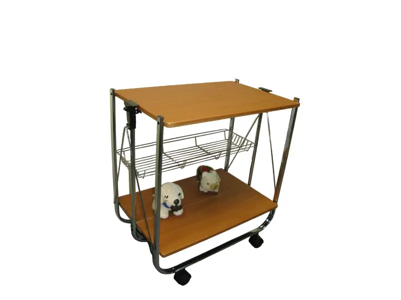 Wooden board 2 tier foldable trolley