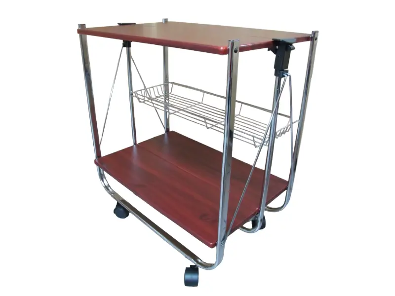 Wooden board 2 tier foldable trolley